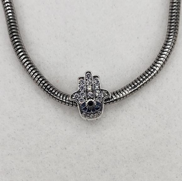 Hamsa Bracelet Charm Hand All Seeing Eye Sterling Silver 925 Jewelry Gift - Picture 5 of 5